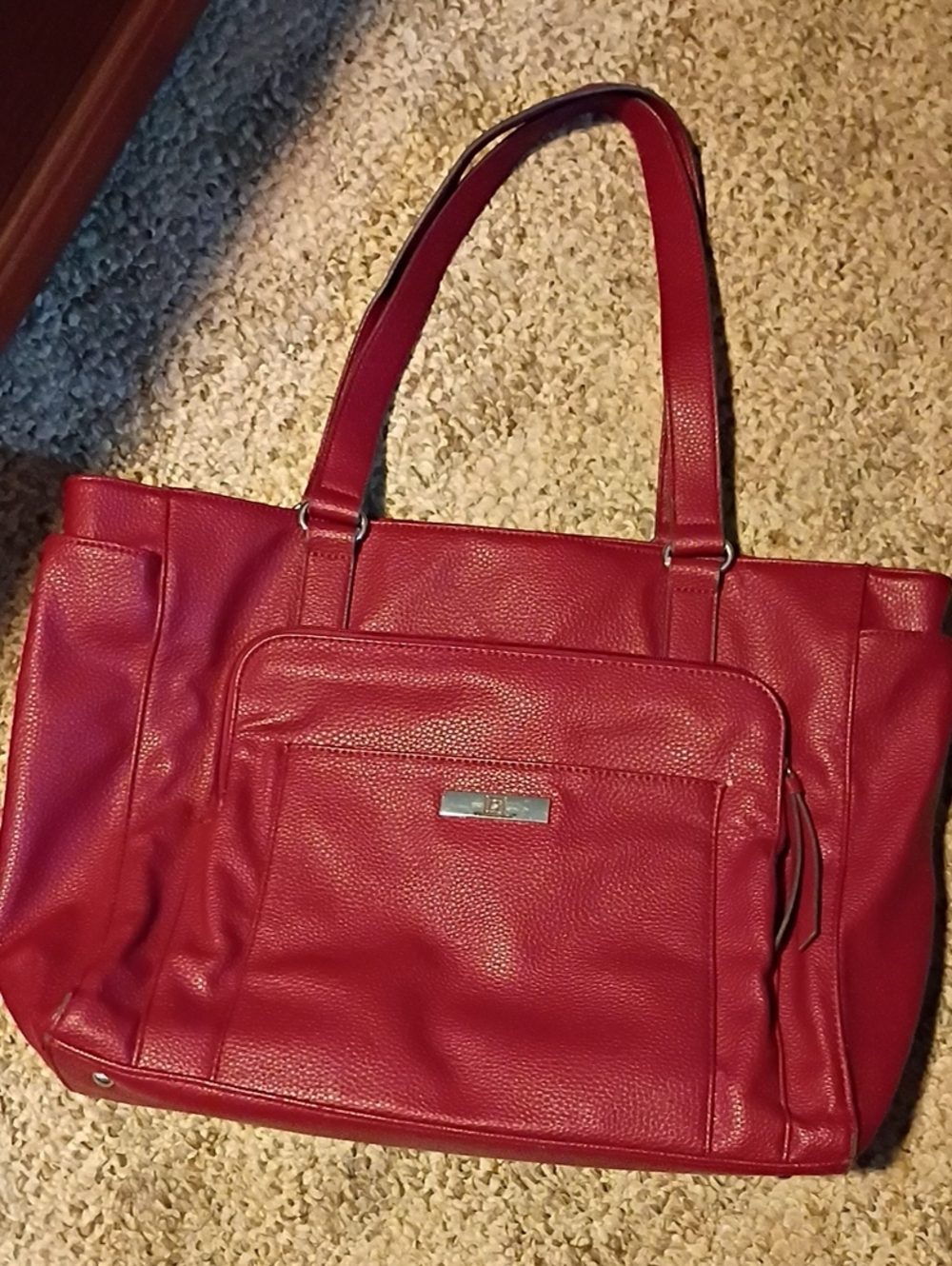 Liz Claiborne Red Pebbled Leather Tote